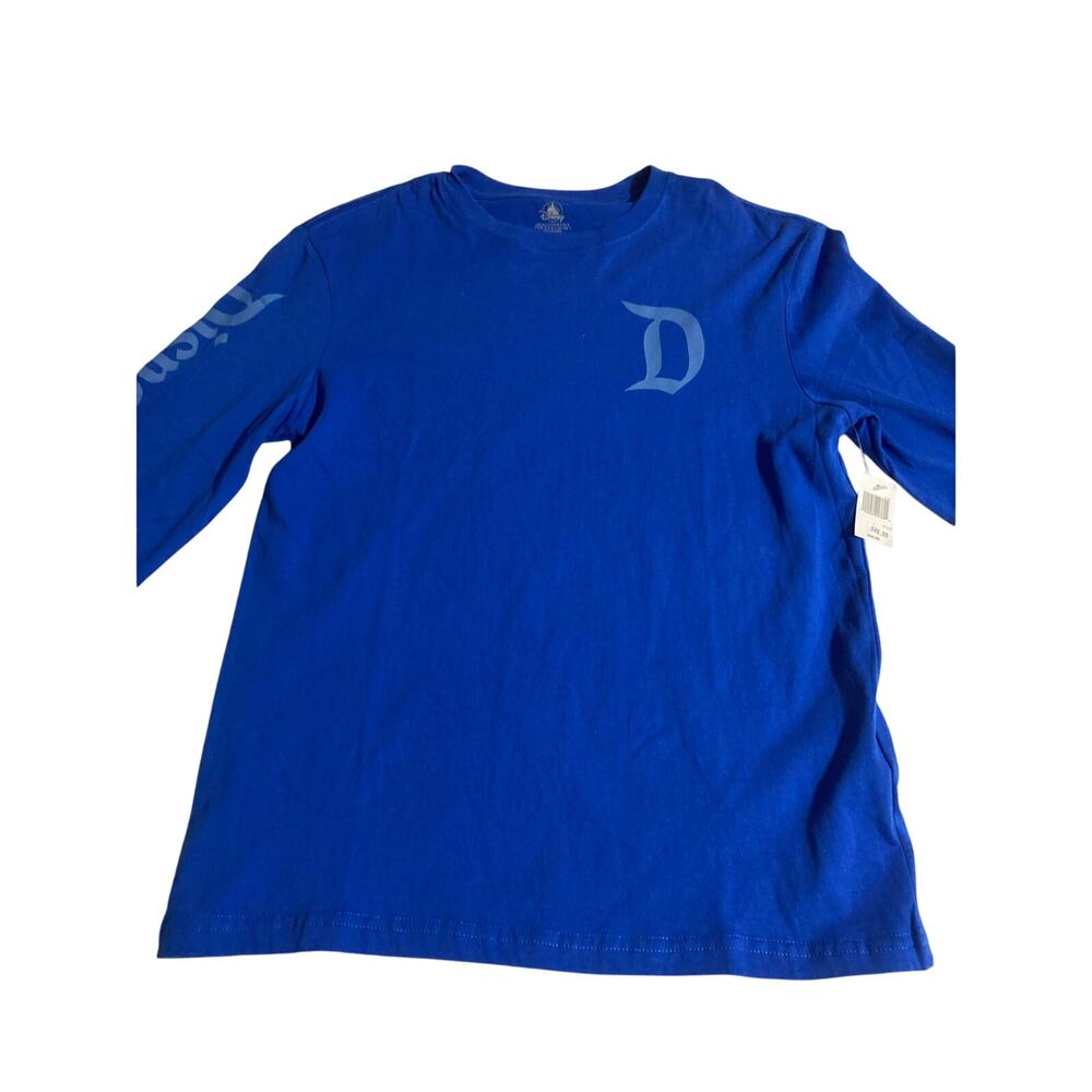 Disneyland Blue Long Sleeve T-Shirt with Distressed "D" Logo Sz S